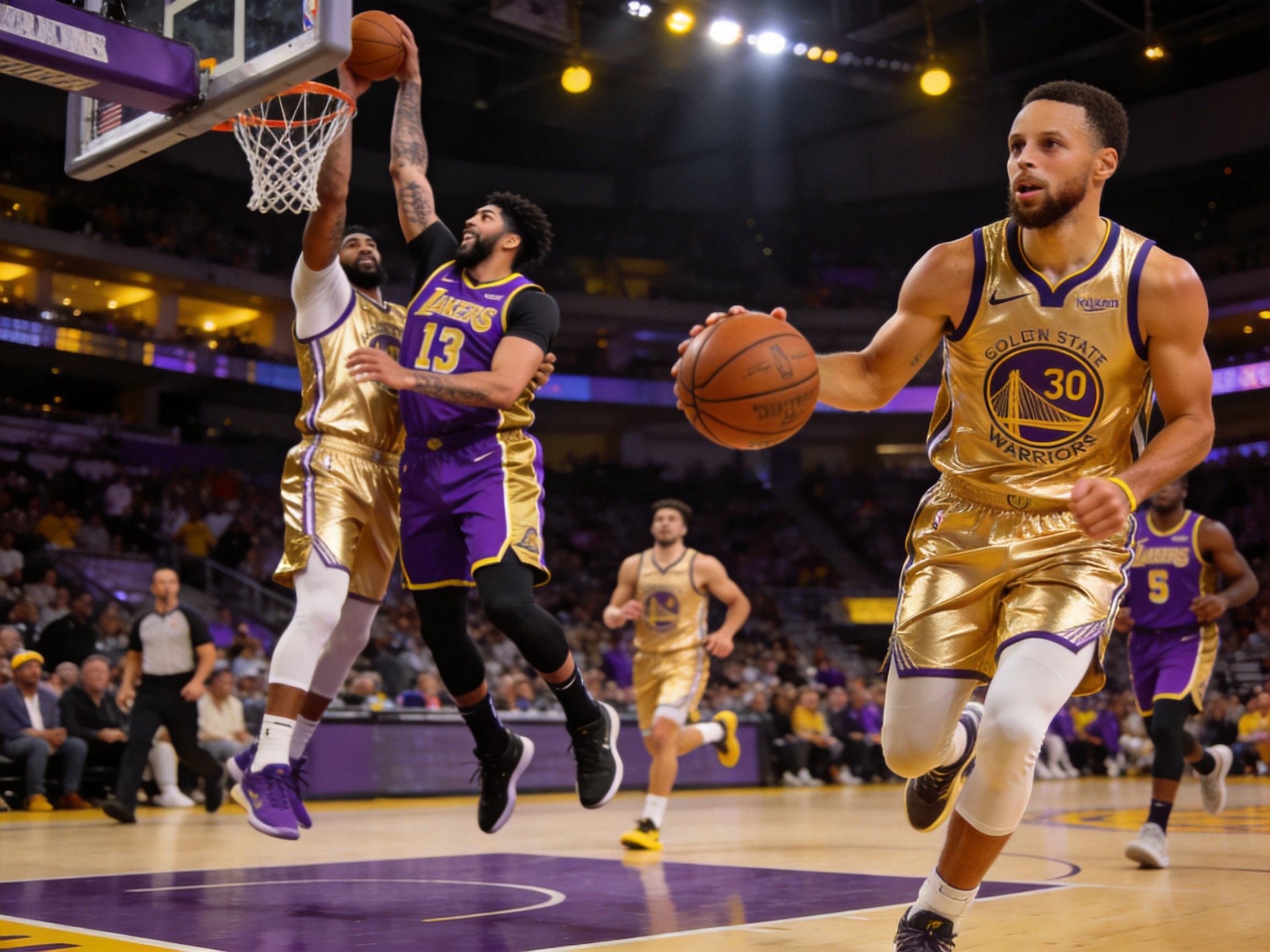 NBA湖人勇士激烈交锋篮球战报